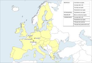 Mapa de Europa: Sedes de las Instituciones Europeas. Learn Europe