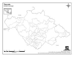 Mapa mudo de municipios de Tlaxcala. INEGI de México