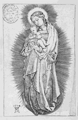 La Virgen en creciente con diadema, con el niño