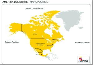 Mapa de países de América del Norte. JCyL