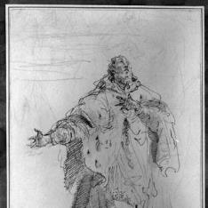 Figura masculina envuelta en un manto de armiño
