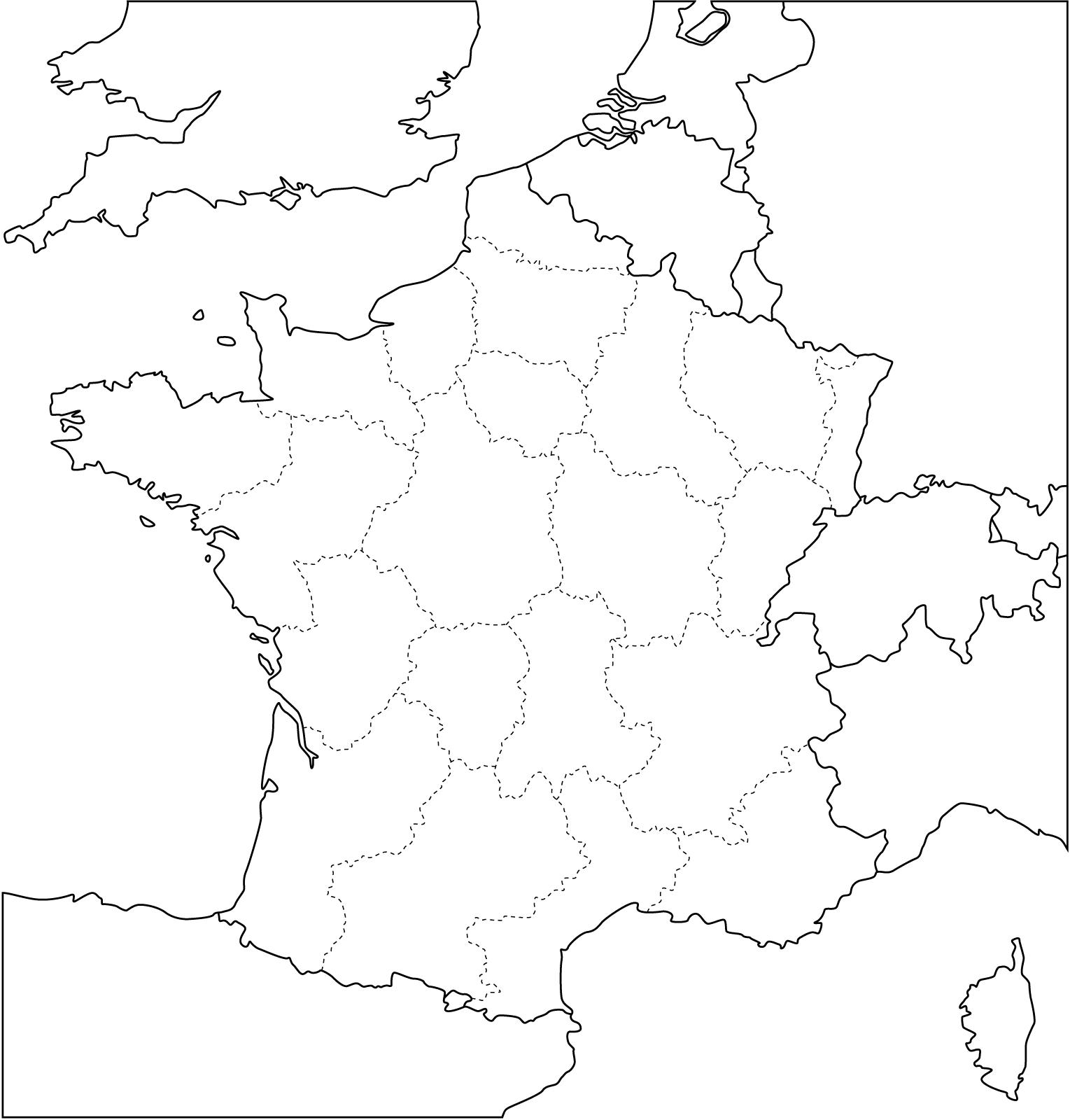 Mapa de departamentos de Francia. Freemap