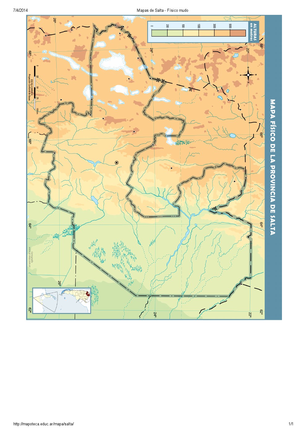Mapa mudo de ríos de Salta. Mapoteca de Educ.ar