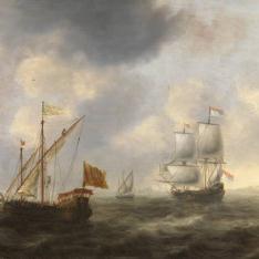 Galera turca y navío holandés frente a la costa