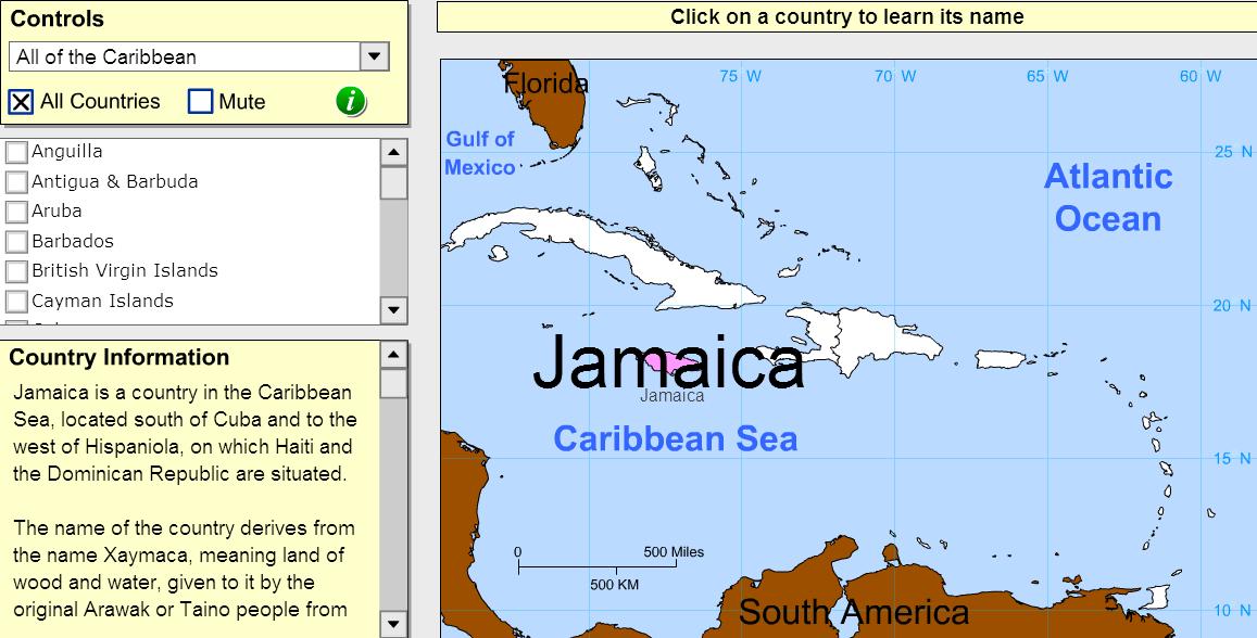 Countries of the Caribbean. Tutorial. Sheppard Software