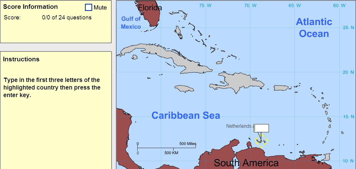 Capitals of the Caribbean. Cartographer. Sheppard Software