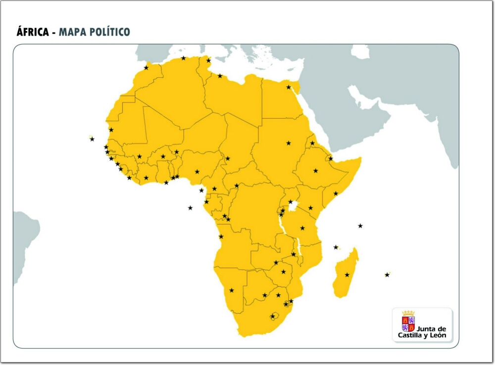 Mapa de países y capitales de África. JCyL