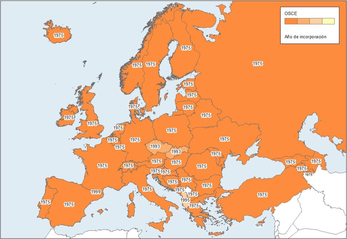 Mapa de Europa: Miembros de la OSCE. Learn Europe