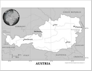 Mapa de ríos de Austria. National Geographic