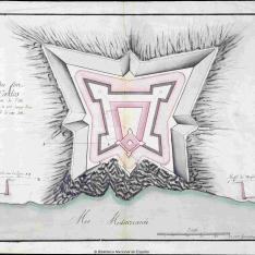 Plan du fort Sn. Carlos situé à L'Oüess. de L'Ile de Majorque à une demy-Lieüe de la capitale de cette Isle