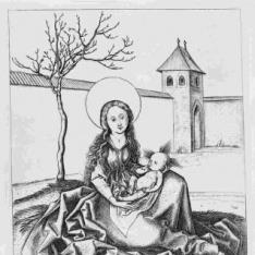 La Virgen con el Niño en un patio