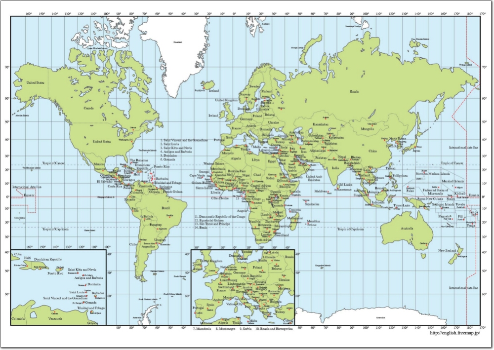 Mapa político del Mundo en color Mapa de países del Mundo. Freemap - Mapas  interactivos