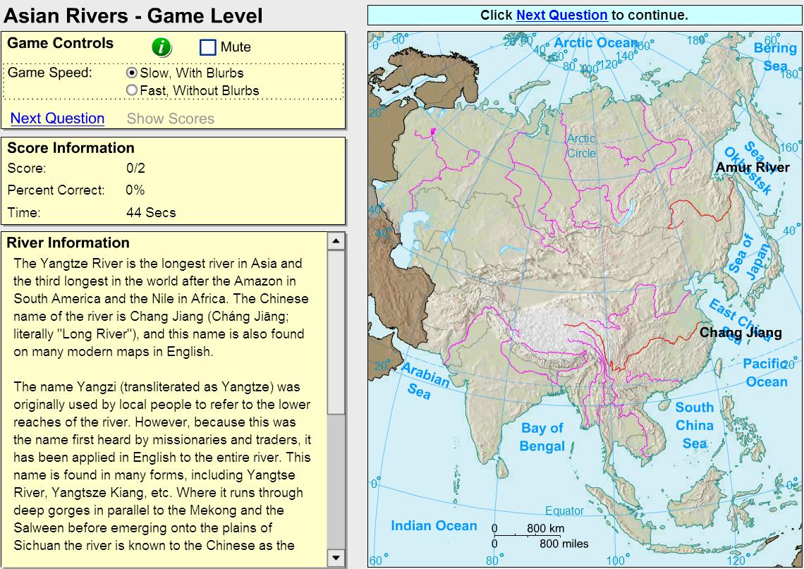 Rivers of Asia. Game. Sheppard Software