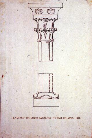 Detalle de columna del claustro del convento de Santa Catalina, Barcelona