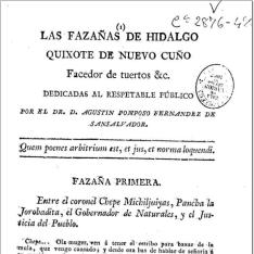 Las fazañas de Hidalgo, Quixote de nuevo cuño, facedor de tuertos, etc.,  dedicados al respetable público