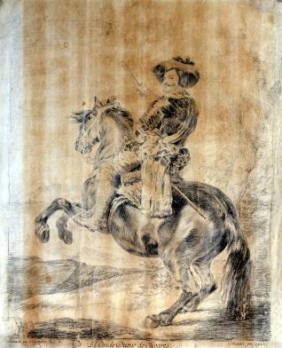 Retrato ecuestre del Conde Duque de Olivares. Dibujo para grabar las ""Copias de las Pinturas de Velázquez""