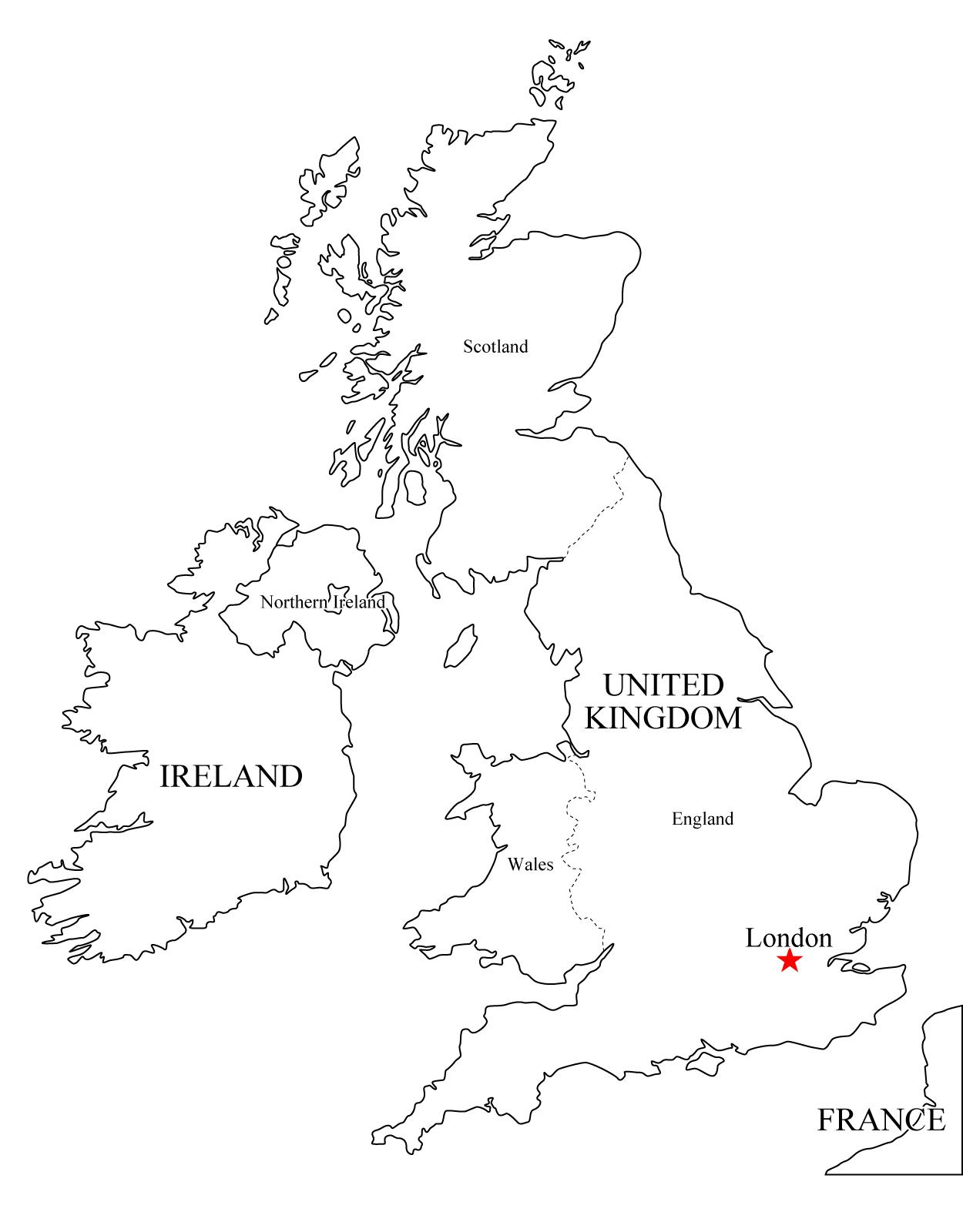 Mapa político de Reino Unido para imprimir Mapa de países del ...