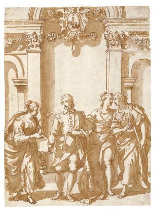 Tres Virtudes acompañando a un joven (Giovanni Battista Albani)