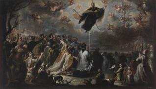 San Agustín conjurando una plaga de langosta