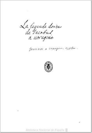 Legenda aurea sanctorum (en francés:) La lègende dorée