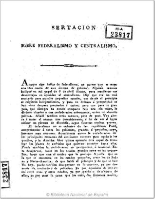 Disertacion sobre federalismo y centralismo