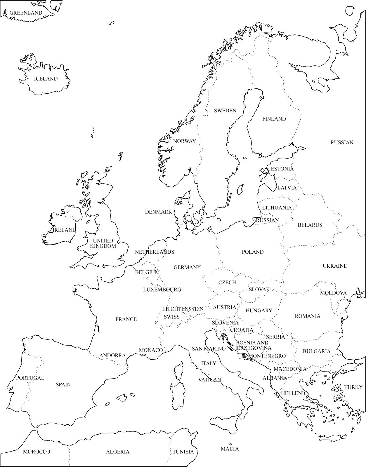 Mapa de países de Europa. Freemap