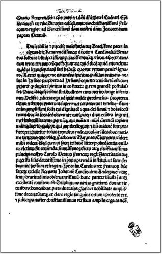 Oratio ad Innocentium VIII habita, 11 Feb. 1485. - Andreoccius de Shinuciis: Oratio pro Senensibus ad Innocentium VIII