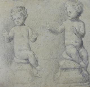 Dos niños sobre pedestales