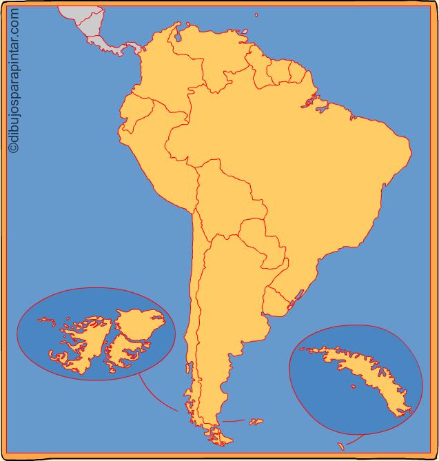 Países de Sudamérica. Dibujos para pintar