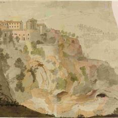 Vista del Barranco de Tivoli tomada desde la fabrica de Salitres frente á el Templo dela Sivila