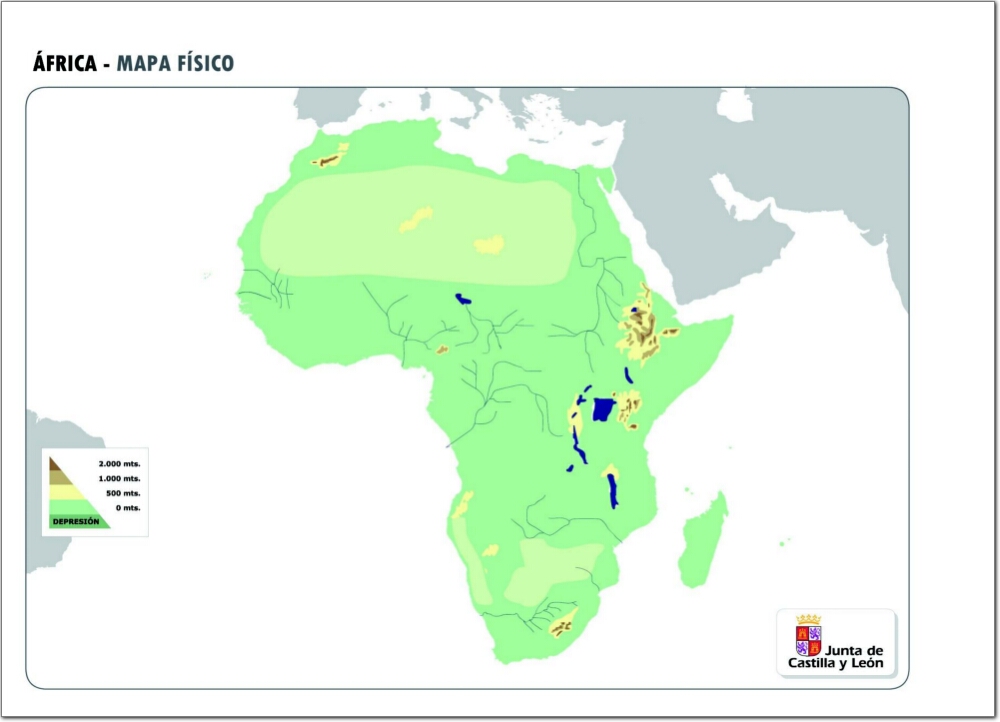 Mapa de relieve de África. JCyL