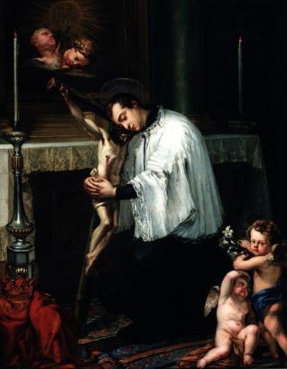 San Luis Gonzaga abrazando el Crucifijo