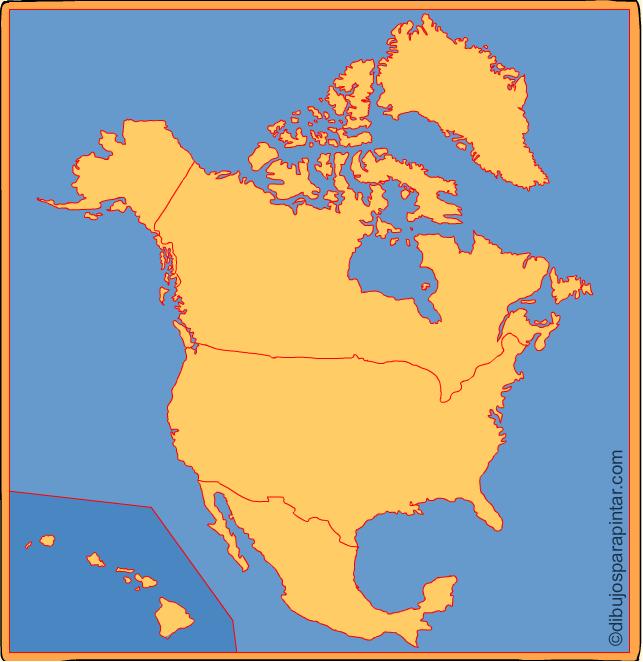 Países de Norte América. Dibujos para pintar