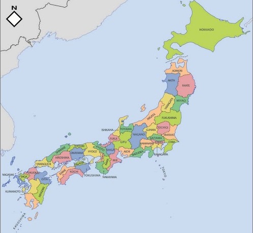 Mapa político de Japón para imprimir Mapa prefecturas de en Blographos - Interactive