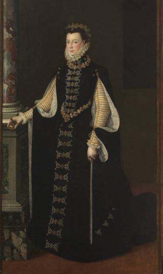 Isabel de Valois sosteniendo un retrato de Felipe II