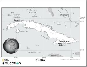 Mapa de ríos de Cuba. National Geographic