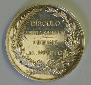 Medalla de la Exposición Agrícola y Pecuaria de Salamanca.