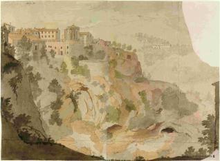 Vista del Barranco de Tivoli tomada desde la fabrica de Salitres frente á el Templo dela Sivila