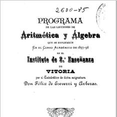 Programa de las lecciones de aritmética y álgebra