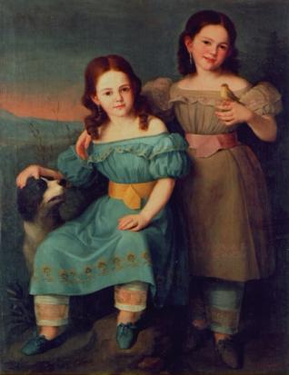 Retrato de dos niñas en un paisaje