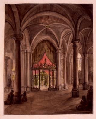 Interior de templo gótico (catedral de Ávila?)