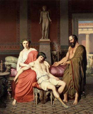 Sócrates reprendiendo a Alcibiades en casa de una cortesana