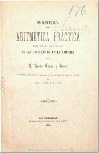 Manual de aritmética práctica para uso de los alumnos de las escuelas de artes y oficios