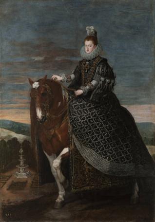 La reina Margarita de Austria, a caballo
