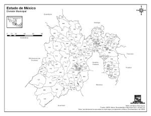 Mapa de municipios del Estado de México. INEGI de México