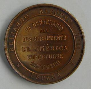 Medalla conmemorativa del IV Centenario del descubrimiento de América