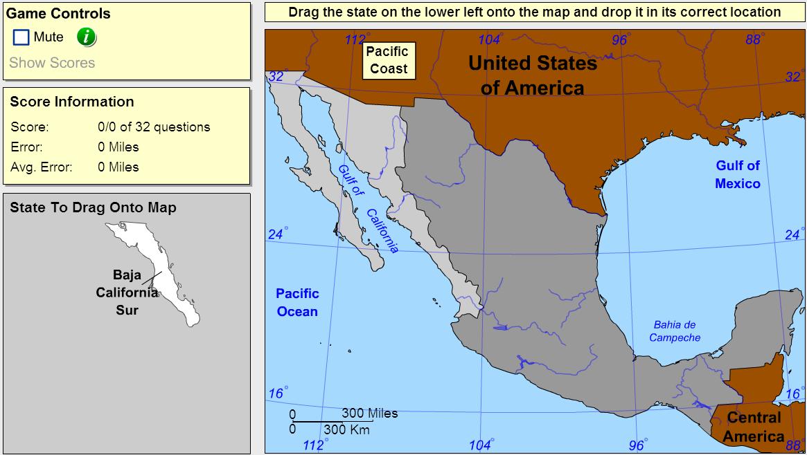 States of Mexico. Advanced Beginner. Sheppard Software