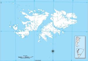 Mapa mudo de las Islas Malvinas. IGN de Argentina