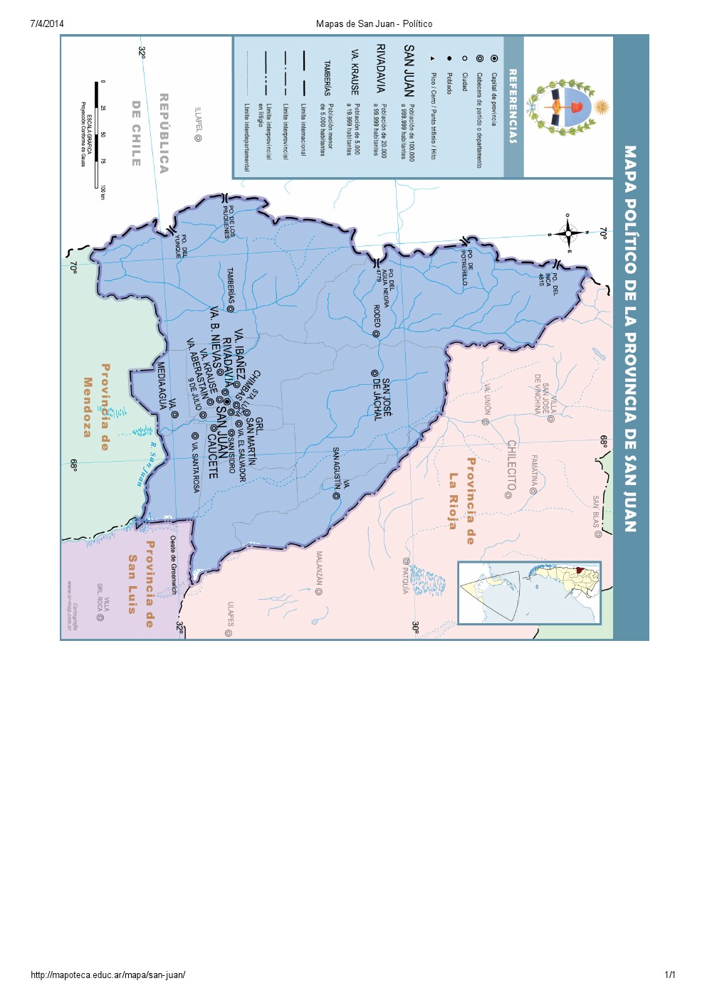 Mapa de capitales de San Juan. Mapoteca de Educ.ar