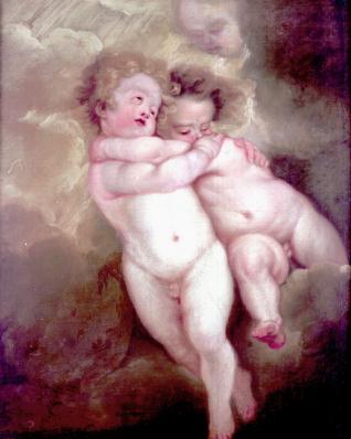 Dos angelotes abrazados